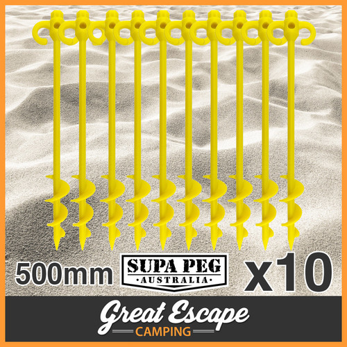 Supa-Peg 500mm Beach Screw Peg 10 Pack